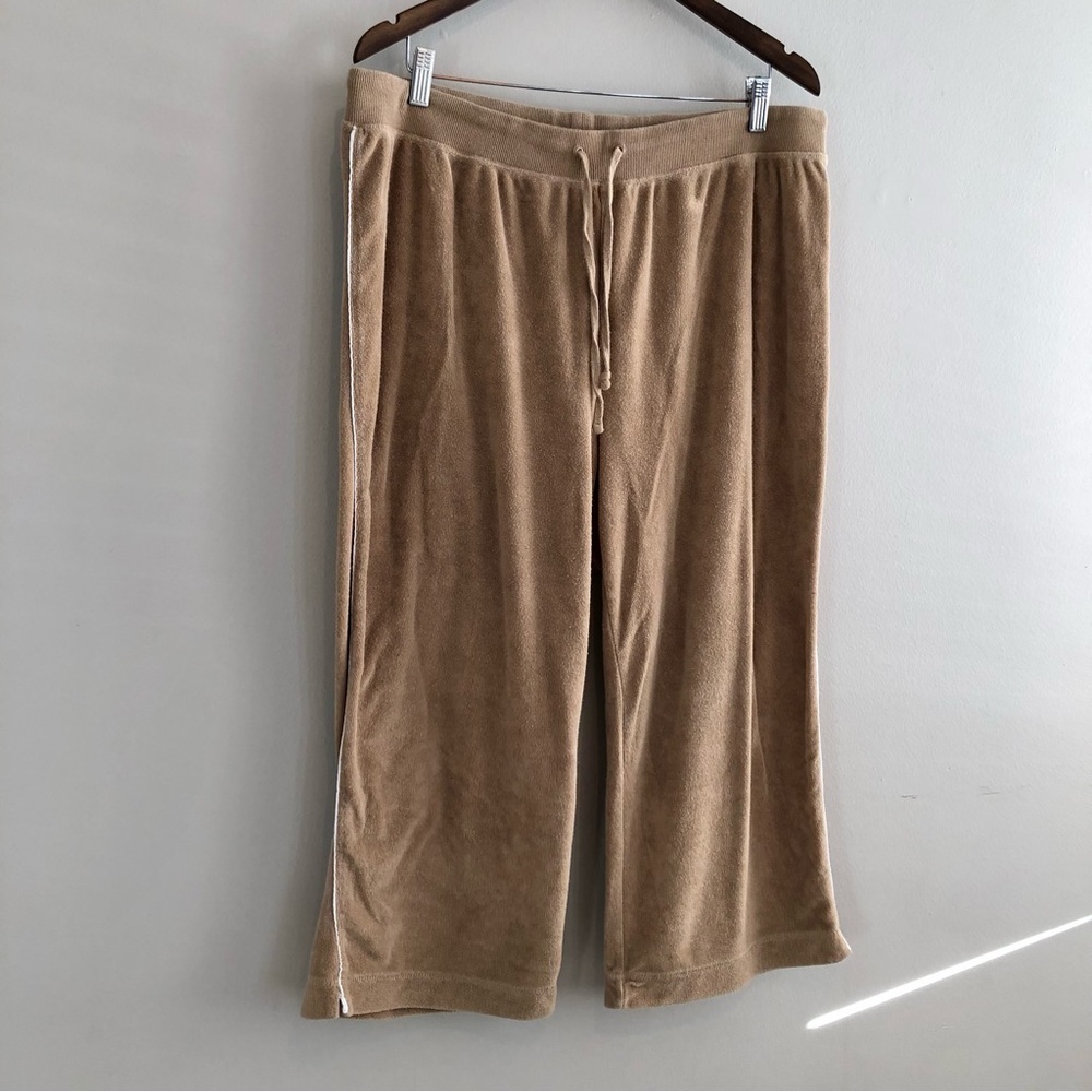 Cotton Ginny Vintage Y2K Terry Cloth Cropped Lounge Pants Tan XXL - Picture 3 of 12